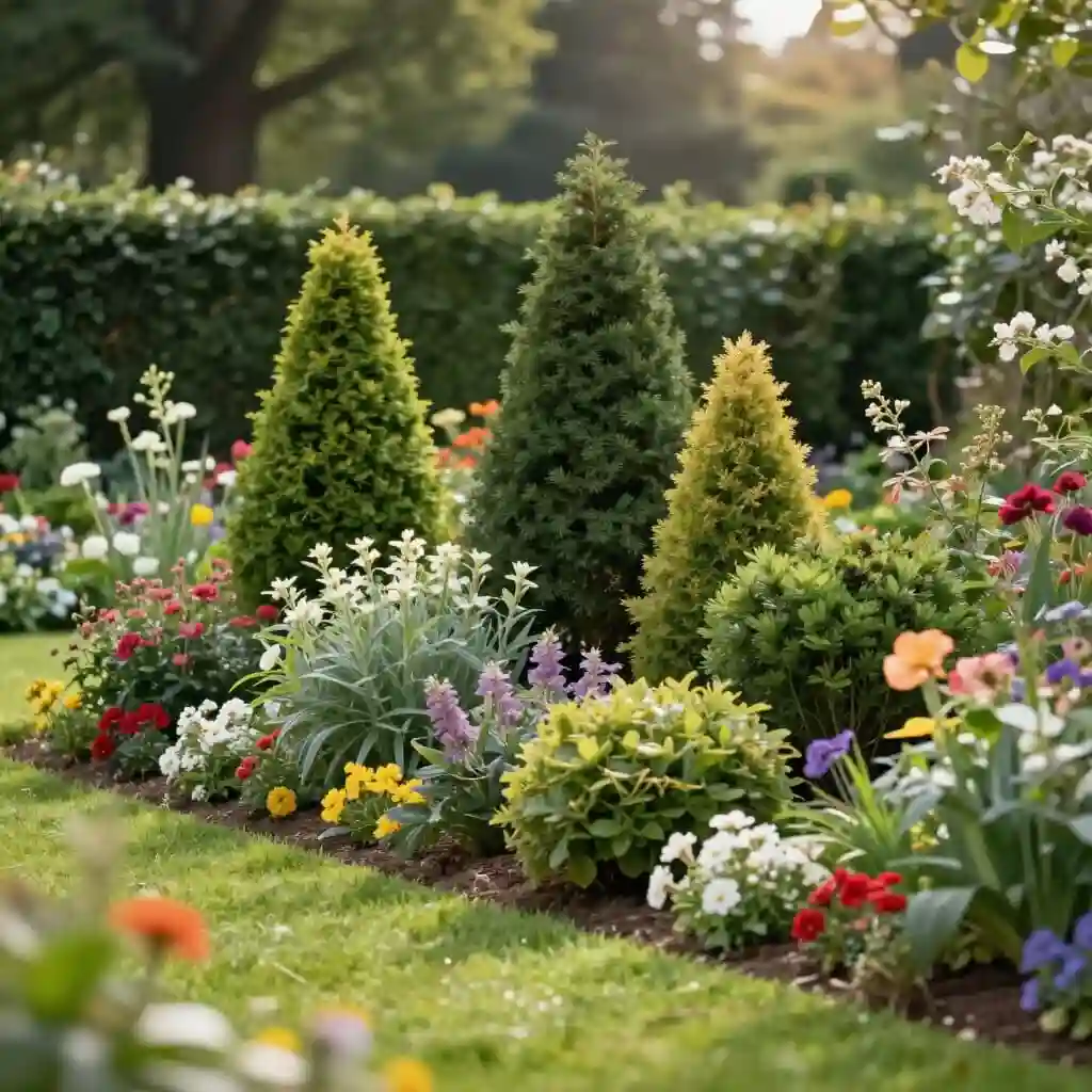 Diversité d'arbustes décoratifs dans un jardin paysager