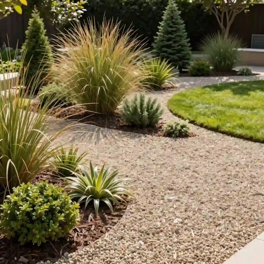Jardin facile à entretenir avec plantes résistantes et aménagement simple