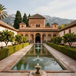 Jardins Alhambra Grenade : eau, ombre et végétation nasride